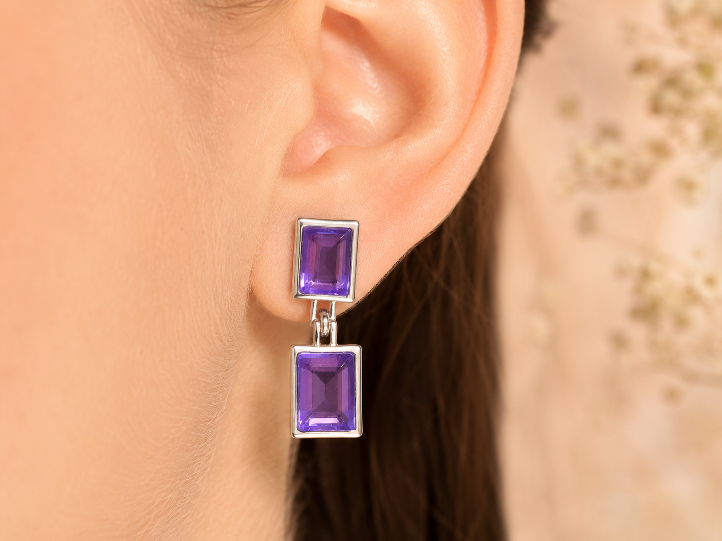 Silver Smoky Crystal Anti Tarnish Drop Earrings