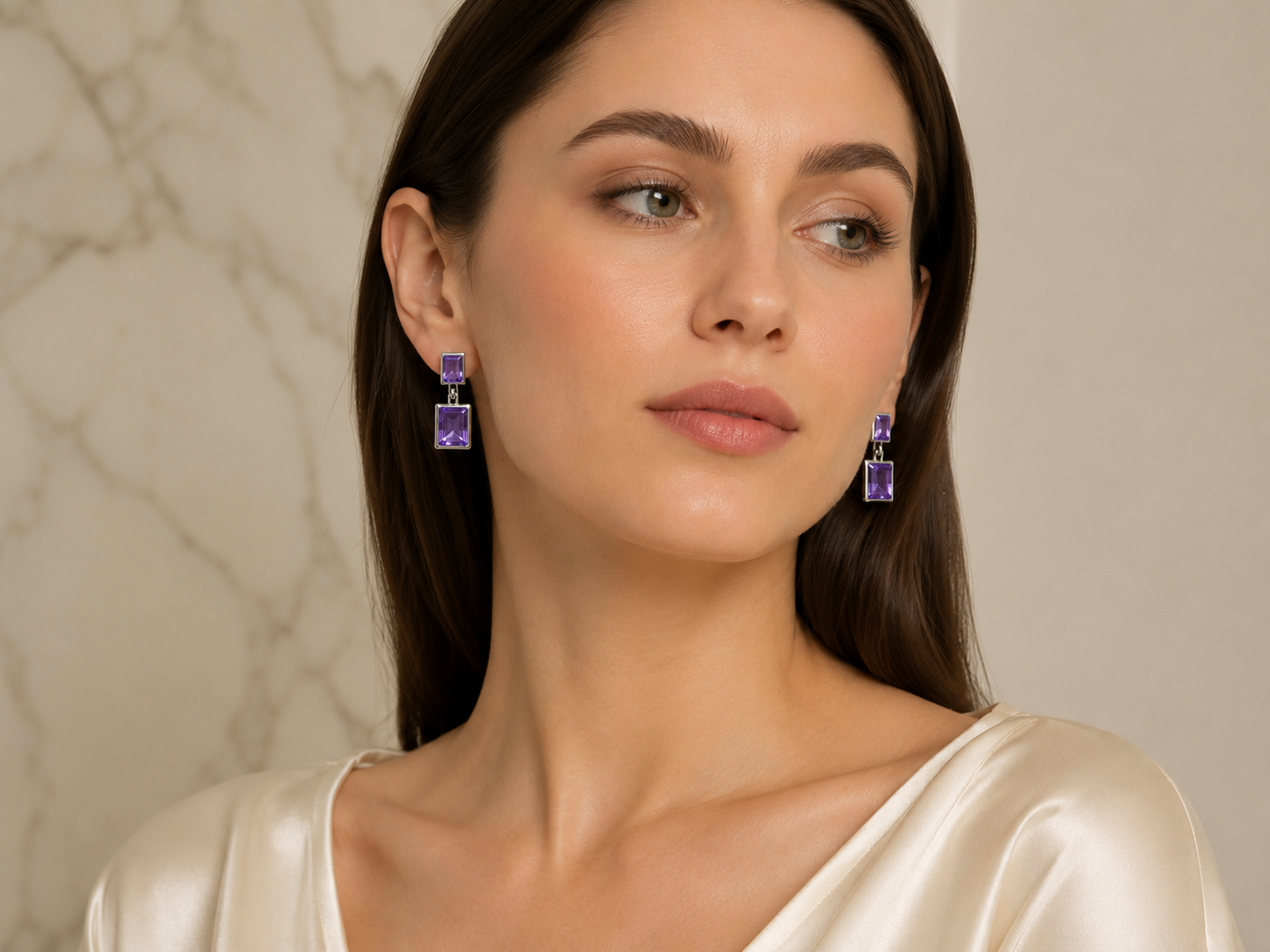 Silver Smoky Crystal Anti Tarnish Drop Earrings