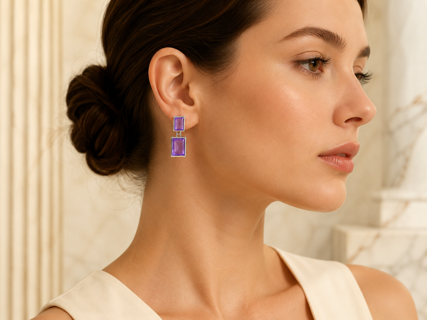 Silver Smoky Crystal Anti Tarnish Drop Earrings