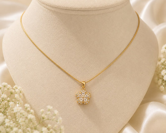 Elegant Floral Crystal Pendant Necklace