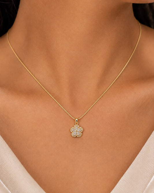 Elegant Floral Crystal Pendant Necklace